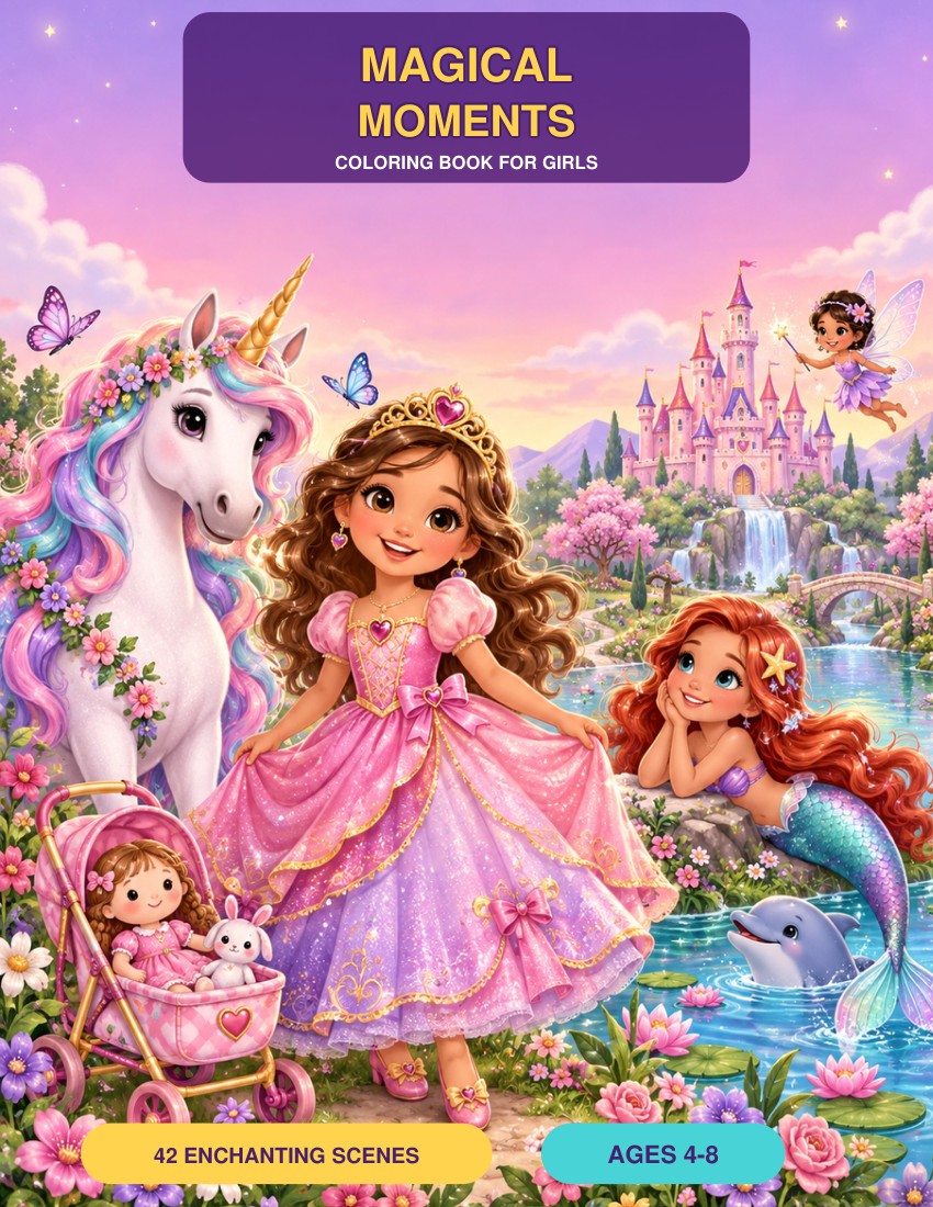 Magical Moments cover with a princess, unicorn, mermaid and fairy